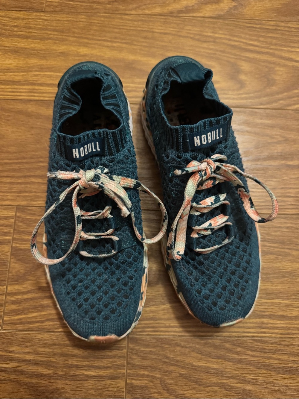 Women’s NOBULL Allday Knit Teal Knit Sneaker with Pink Accent Laces